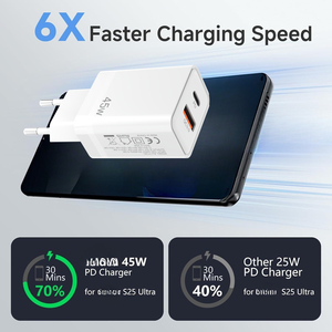 Chargeur de téléphone personnalisé, chargeurs rapides, charge rapide PD <span class=keywords><strong>PPS</strong></span>, compatible S22 ultra, chargeur 45W - Product Image 2