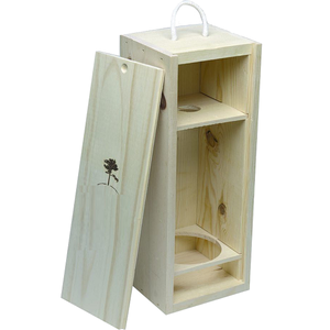 Caja de Vino Decorativa Ecológica de Madera con Asa de Cuerda y Acabado de Madera Natural, Elegante Empaque de Regalo para una Sola Botella de Vino - Product Image 2