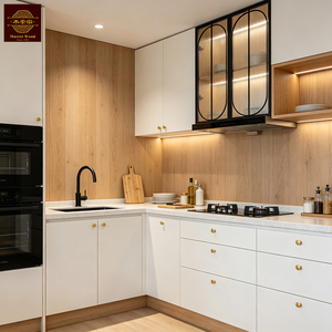 Set di Armadietti da <span class=keywords><strong>Cucina</strong></span> di Lusso Personalizzati, Mobili Modulari Moderni in Legno Bianco, Pronti per il Montaggio - Product Image 2