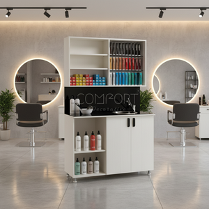 Muebles de Salón Modernos en Color Madera para Almacenamiento de Tintes de Cabello en Salones de Belleza - Product Image 3