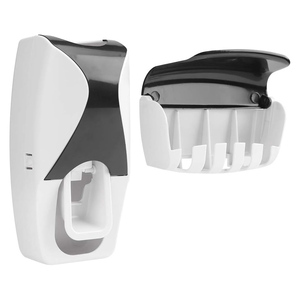 Automatic Two-piece Square Crystal Dustproof Luxury <b>Toothbrush</b> Dispenser Wall Mount <b>Toothpaste</b> Squeezer <b>Holder</b> Set for Bathroom - Product Image 3