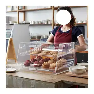 Kunden spezifische Bäckerei Arbeits platte Acryl Display Racks Food Cookie Donut Brot Vitrine