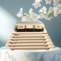 Récipients de cuisine jetables personnalisés Boîte d'emballage biodégradable pour sushi alimentaire en pulpe de canne à sucre