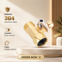 Robinet d'arrêt à trois voies en acier inoxydable 304, 1/4 pouce, doré, moderne, pour eau froide, 360°, pour salle de bain et hôtel, accessoire de robinetterie de marque OEM