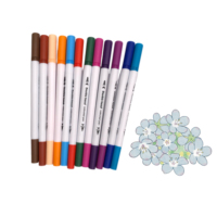 Ensemble de marqueurs pour stylo aquarelle pour enfants à double extrémité non toxique avec pointe fine en plastique et pointe en feutre pour le dessin