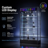 Vitrine d'exposition en verre LED en gros, cadre en aluminium, 7 niveaux, vitrine en verre trempé, écran LED personnalisé pour magasin de détail