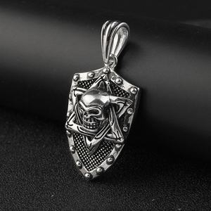 Pendentif de collier rond en acier inoxydable motif crâne Hip Hop pour homme - Product Image 3