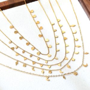 Collar con colgante de corazón de acero inoxidable, chapado en oro de 18 quilates, colgante geométrico, cadena para clavícula, accesorio de joyería de moda para mujer - Product Image 1