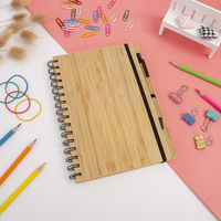 Carnet A5 à couverture rigide en bambou avec stylo, logo personnalisé, bloc-notes en bois de style de vie durable, cartes de vœux personnalisées