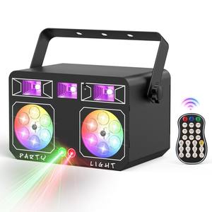 Lampu Laser efek 5in1, cahaya pesta DJ dengan Remote kontrol suara panggung disko Bar gudang DJ KTV Bee Eye strobo - Product Image 1
