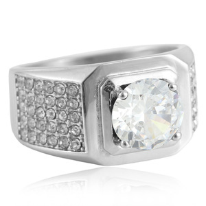Women's Titanium Steel <b>Ring</b> With Green Gemstone And <b>Diamond</b> Accents Geometric Design Everyday Wear 210168 - Product Image 4