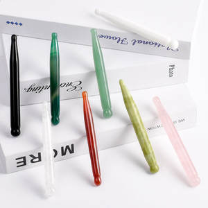 Pluma de acupuntura de jade Natural, palo de masaje de cuarzo rosa, reflexología facial, raspado de piedra de ojo de Tigre, masaje ocular, guasha - Product Image 1