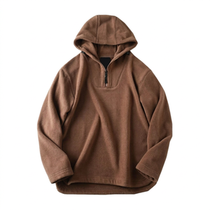 Sudadera con capucha y cremallera de 1/4 para hombre, 100% algodón, oversize, informal, con logo personalizado y estampado puff - Product Image 1