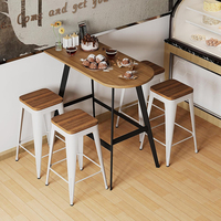 Tabourets de comptoir H65&75cm sans dossier, assise en bois et métal, pour bistrot, terrasse, café, restaurant, salle à manger, cuisine
