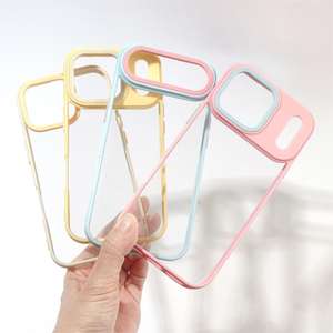 Suitable for iPhone 17 Pro case, acrylic color-blocking resin with cream gel groove design, full coverage shockproof <b>phone</b> case - Product Image 1