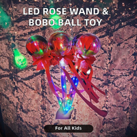 Ntoys LED Rose Baguette Bobo Ball Transparent Fée Clignotant Bâton Magique Lumineux Ballon En Plastique Lueur Lumière Jouet 3 Bouton Cellule