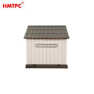 בית כלבים מפלסטיק עמיד בפני מזג אוויר עם דלת מתכת, גג מאוורר ורצפה מוגבהת, מלונה חיצונית לכלבים קטנים ובינוניים, קל לניקוי וחזק. - Product Image 5