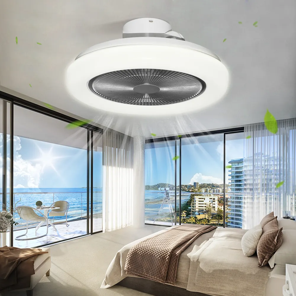Ventilateur de plafond Led moderne sans lame de 18 pouces, 24V DC AC, chambre à coucher, salon, avec lumière et télécommande, offre spéciale