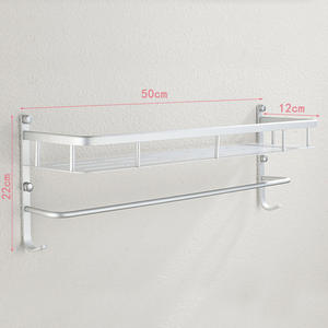 Étagère de douche rectangulaire en aluminium moderne à fixer au mur, rangement pour salle de bain, rangement pour cuisine - Product Image 2