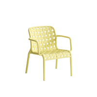 Chaise de jardin d'extérieur empilable individuelle en plastique imperméable H-752S avec accoudoirs, design moderne pour villa et école