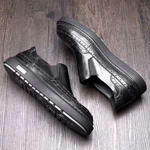 Men's Brogue Designed Trendy Other Upper Material Slip-On <b>Height</b> <b>Increasing</b> Autumn High Quality Outdoor Business Dress <b>Shoes</b> - Product Image 4