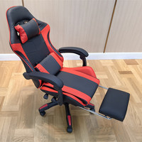Fauteuil de jeu HYHOO pas cher avec repose-pieds rose, blanc, bleu, noir et rouge, haut-parleurs, massage, pour enfants, adolescents et adultes