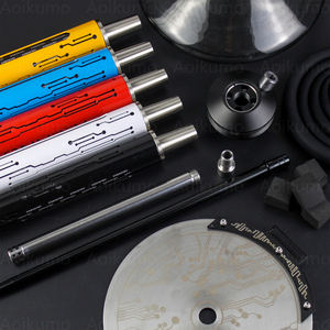Nouvel ensemble chicha <span class=keywords><strong>2022</strong></span> finition miroir géométrique en acier inoxydable avec tuyau en silicone, downstem et accessoires de plateau - Product Image 4