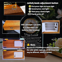 Horloge en cristal transparent personnalisée avec base lumineuse LED en bois pour les souvenirs de mariage, d'anniversaire d'entreprise, de célébration