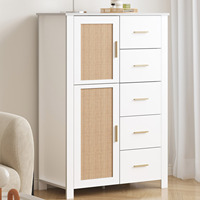 Commode à cinq tiroirs en bois au design épuré pour chambre à coucher, meuble de rangement simple pour chambre, commode de rangement à tiroirs pour salon