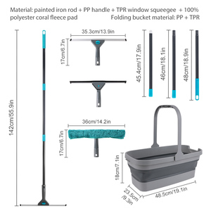 <span class=keywords><strong>Raclette</strong></span> de douche télescopique flexible en caoutchouc de 142 cm pour portes, sols, fenêtres, nettoyage d'eau, ensemble seau et <span class=keywords><strong>raclette</strong></span> pour vitres - Product Image 5