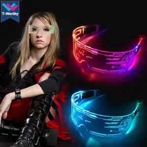 Nuevas <span class=keywords><strong>Gafas</strong></span> Cyberpunk T-Worthy <span class=keywords><strong>de</strong></span> Acrílico <span class=keywords><strong>de</strong></span> Alta Calidad con Luces LED <span class=keywords><strong>de</strong></span> Neón, 15 Colores Cambiables para Halloween, DJ, Fiestas y Eventos - Product Image 5