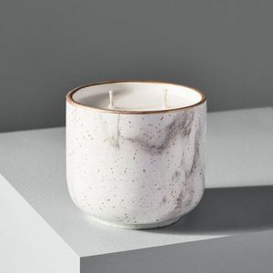 Modern Ceramic Jar 2 <b>Wick</b> Scented <b>Candles</b> Set Speckled Marble Pattern Cylinder - Product Image 3