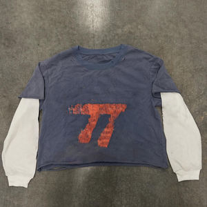 Chemise à manches longues en coton gaufré thermique de haute qualité, personnalisée, effet délavé, style vintage, impression DTG, pour hommes - Product Image 1