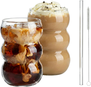 ชุดแก้ว 2 ชิ้น สำหรับคาปูชิโน อเมริกาโน่ คาเฟ่ ลุงโก้-แก้วที่ใช้กับเครื่องล้างจานได้ พร้อมแปรงทำความสะอาดหลอดแก้ว - Product Image 1