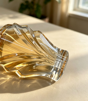 Botella de Perfume de Vidrio con Forma de Concha en Relieve, 50ml 100ml, Vacía, Recargable, con Pulverizador y Tapa Dorada, Envase Cosmético para Perfume