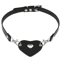 Collier ras du cou en cuir avec pendentif cœur punk, chaîne à coutures, collier d'amour, collier clavicule