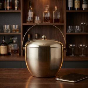 Casserole moderne de luxe en acier inoxydable avec couvercle, design rond en métal poli, poignée durable - Product Image 1