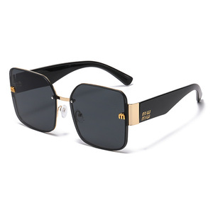 M Letter Square <b>Sunglasses</b> Metal Frame UV400 PC Lens Unisex Fashionable Street Style - Product Image 5