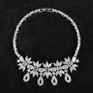 New Luxury Full CZ Shining Diamond Bridal Jewelry <b>Set</b> 4PCS Women Wedding Necklace Earrings <b>Bracelet</b> Ring Party Evening Dress - Product Image 6