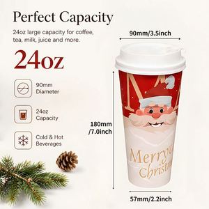 Gobelet de fête à thème de Noël, gobelet en plastique épaissi de 16 oz, pour boissons froides et chaudes, gobelet à thé au lait et café de 24 oz, jetable - Product Image 4