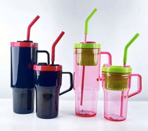 Gobelets en plastique écologiques à double paroi de 40 oz et 20 oz pour enfants, avec couvercles et pailles, couleur et logo personnalisables, style minimaliste, vente en gros - Product Image 3