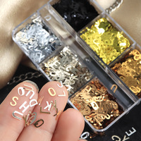 6 Grilles Alphabet Brillant Sequin Nail Art Accessoires Métallique Couleur Anglais Lettres Nail Charm