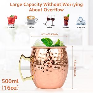 Mug à bière de qualité supérieure, en cuivre de qualité alimentaire, canecas de cobre, mug Moscow Mule avec poignée - Product Image 4