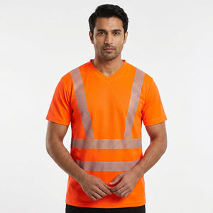 2026 <b>Roadway</b> <b>Safety</b> T-Shirts High Quality Construction T-Shirt Short Sleeve 3M Reflective Strips Hi Vis Work T Shirts for Men - Product Image 1