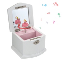 Boîte à bijoux de luxe en bois rose avec ballerine rotative SANKYO pour enfants, mouvement de luxe SANKYO utilisé en MDF, manivelle carrée