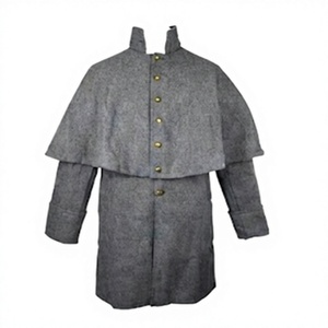 เสื้อโค้ทผู้ชายสีเทา สไตล์ทหารเรือน ผ้าขนสัตว์ผสม 100% สำหรับอากาศหนาว - Product Image 2