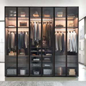 Armoire de rangement en bois avec porte en verre design moderne haut de gamme pour chambre à coucher - Product Image 4