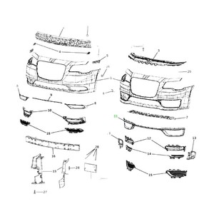Chrysler 2015-2020 300 Front Bumper Trim Frame 5RW99TZZAA Plastic <b>Decorative</b> <b>Plate</b> - Product Image 4