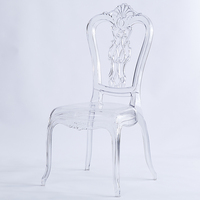 Chaise de banquet empilable en acrylique transparent, résine plastique PC, dos couronné, pour événements de mariage