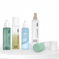 Bouteille de spray fixateur de maquillage cylindrique personnalisée par le fabricant, 100 ml, en PETG, rechargeable, à pompe, transparente, pour brume fine et tonique